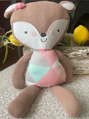 Lolli Living Fiona Deer Rattle Plush Knit Softie Doll Toy 14"